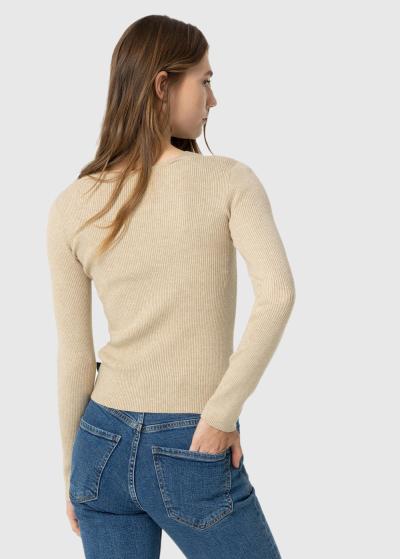 Bēšs džemperis ar izgriezumu - back