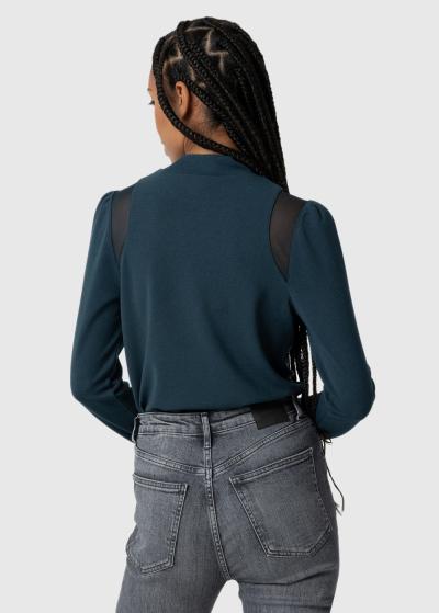 Tumši zaļš džemperis ar iešuvēm - back