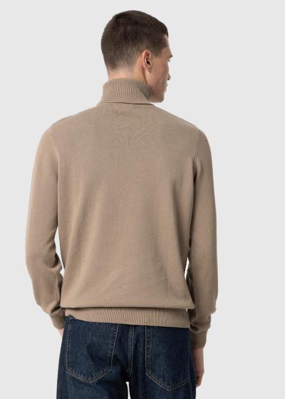 Bēšs tekstūras džemperis ar augsto apkakli  - back