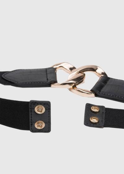 Melna sieviešu josta ar metāliskām detaļām - back