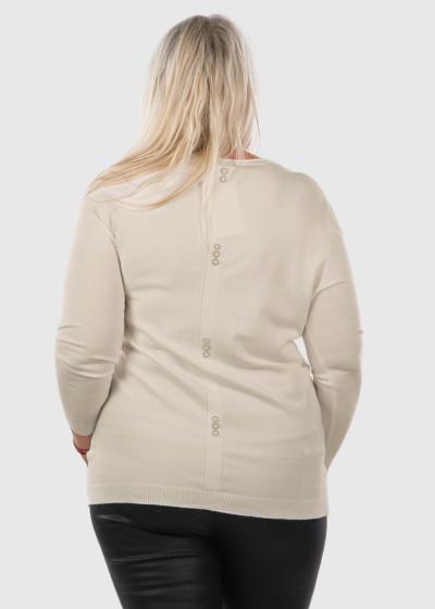 Irina Lielo izmēru bēšs džemperis ar kabatām - back
