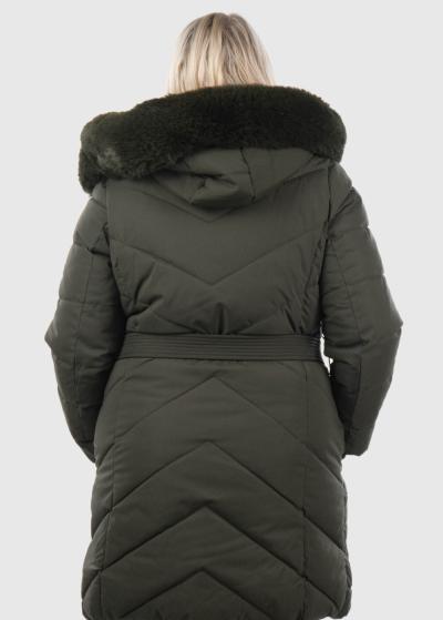 Davina Lielo izmēru haki sieviešu jaka ar jostu  - back