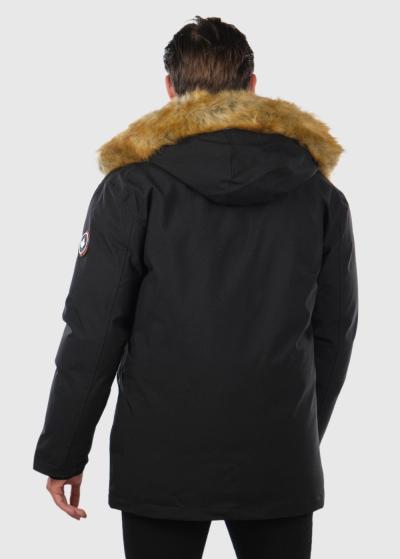 Elman melna vīriešu parka ar kažokādu - back