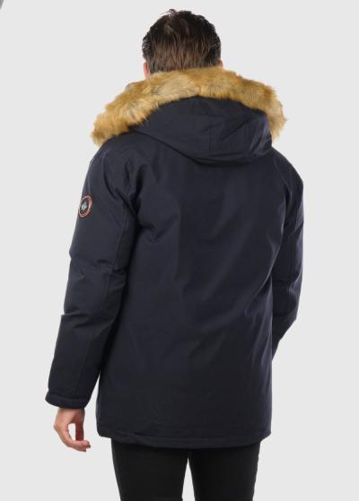 Erel tumši zila vīriešu parka ar kažokādu - back