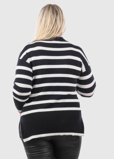 Elva Lielo izmēru melns strīpains džemperis - back