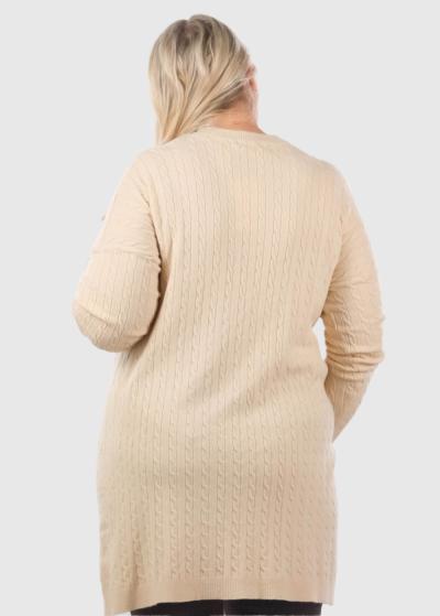 Guzel Lielo izmēru bēša džemperkleita - back