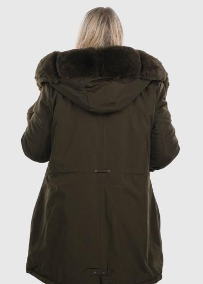 Ilaya Lielo izmēru haki jaka ar kažokādas iešuvumiem - back