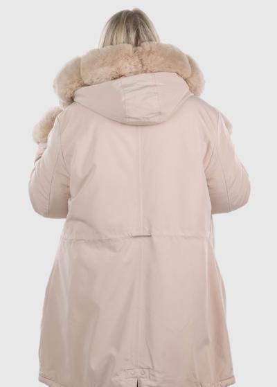 Ilaya Lielo izmēru bēša jaka ar kažokādas iešuvumiem - back