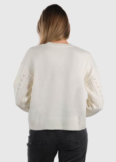 Balts adīts džemperis - back