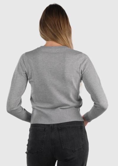 Pelēks sieviešu džemperis - back