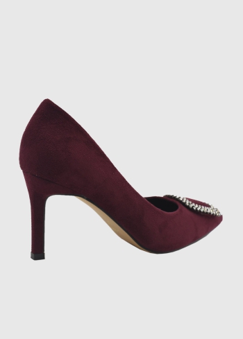 AZAREY bordo sieviešu kurpes ar dekoratīvu sprādzi - back