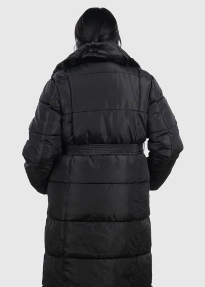 Janita Lielo izmēru melna gara jaka ar jostu  - back