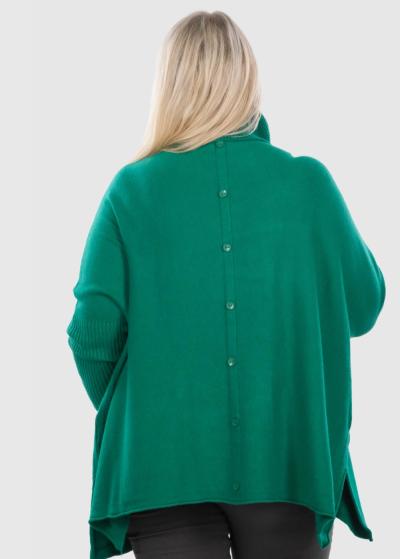 Jiyeon Lielo izmēru zaļš džemperis ar kabatām - back