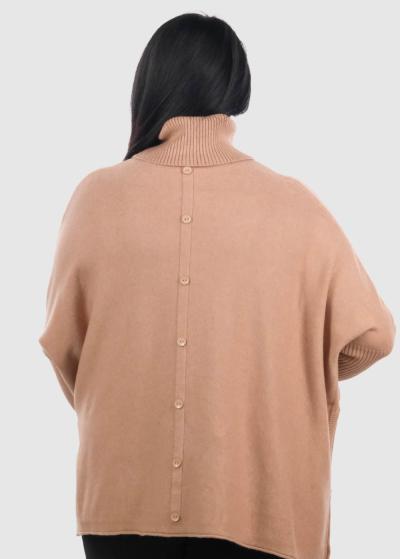 Jiyeon Lielo izmēru bēšs džemperis ar kabatām - back