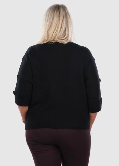 Jozefína Lielo izmēru melns džemperis ar trīs ceturtdaļu piedurknēm - back