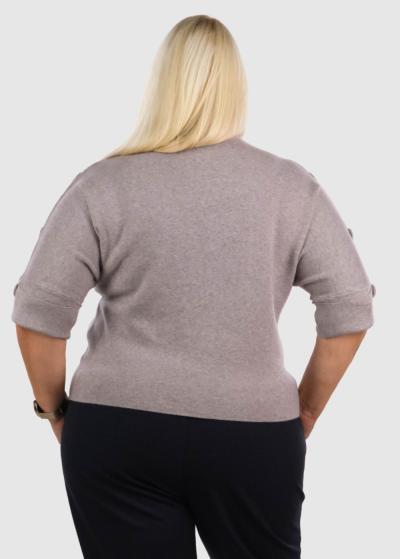 Jozefína Lielo izmēru tumši bēšs džemperis ar trīs ceturtdaļu piedurknēm - back