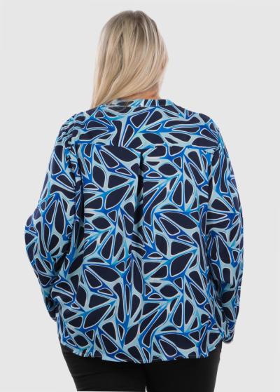 Kate Lielo izmēru zila blūze ar garām piedurknēm - back