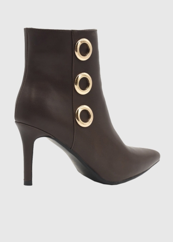 AZAREY brūni īsie zābaki ar spicu purngalu - back