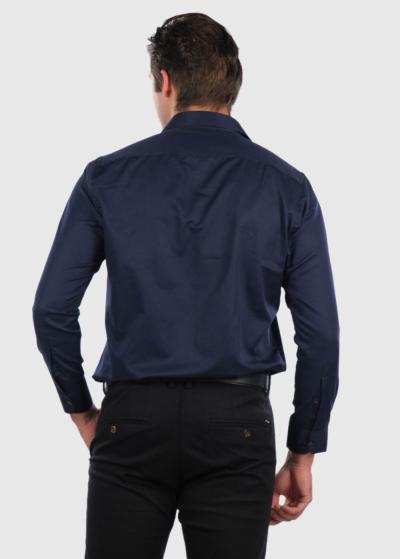 Fahd tumši zils klasiskais krekls ar garām piedurknēm  - back