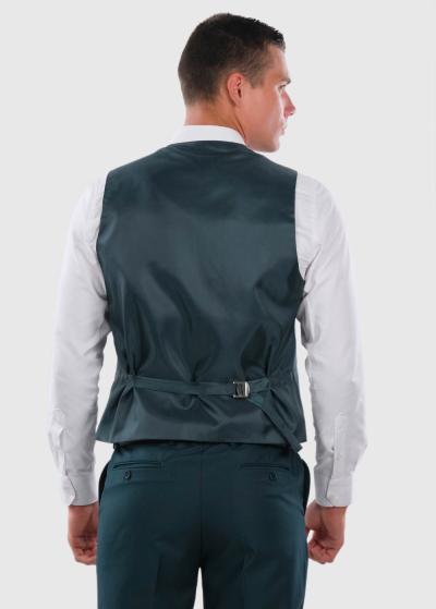 Grell tumši zaļa klasiska veste ar ķēdīti - back