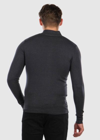 Gilles tumši pelēks vīriešu džemperis ar rāvējslēdzēju - back