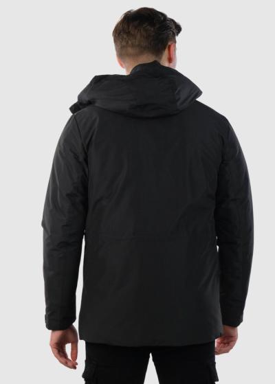 Leksi melna vīriešu parka ar kargo tipa kabatām - back