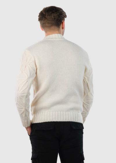 Lefty balts vīriešu adīts džemperis - back
