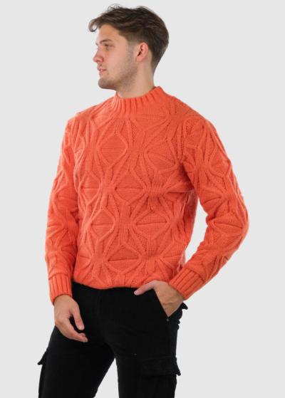 Lumen oranžs vīriešu adīts džemperis - back