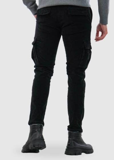 Lusin melnas vīriešu bikses ar kargo tipa kabatām - back