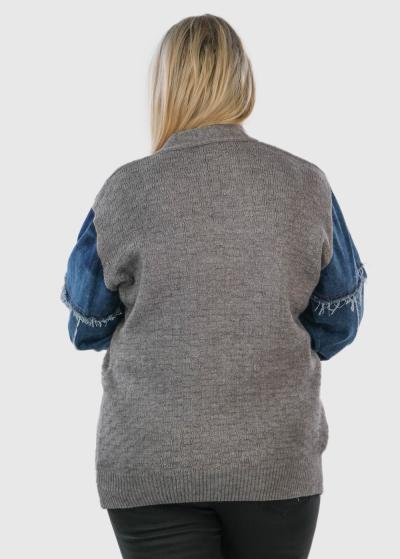 Liyria Lielo izmēru pelēks kardigans ar pogām - back