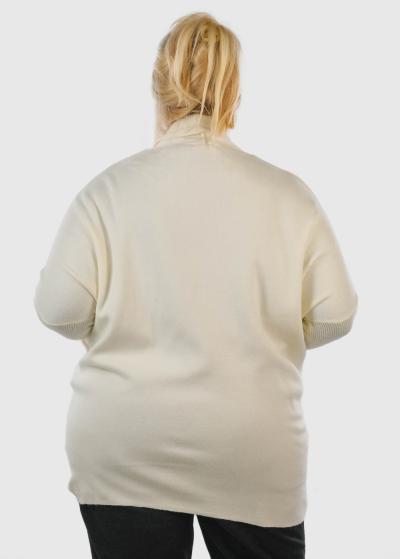 Liseli Lielo izmēru balts kardigans ar kabatām - back