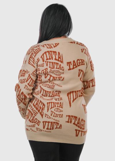 Lale Lielo izmēru bēšs kardigans ar uzrakstu - back