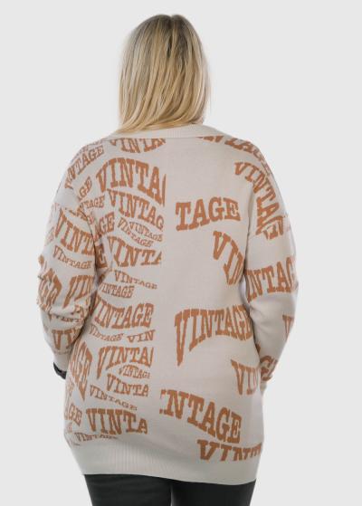 Lale Lielo izmēru balts kardigans ar uzrakstu - back