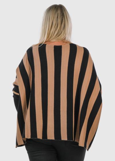 Luana Lielo izmēru bēšs strīpains džemperis - back