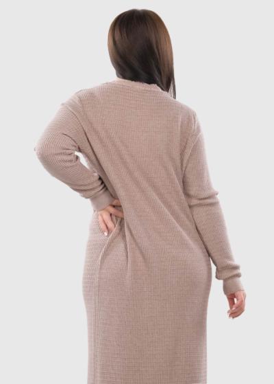 Lilith bēša gara džemperkleita ar pogām - back