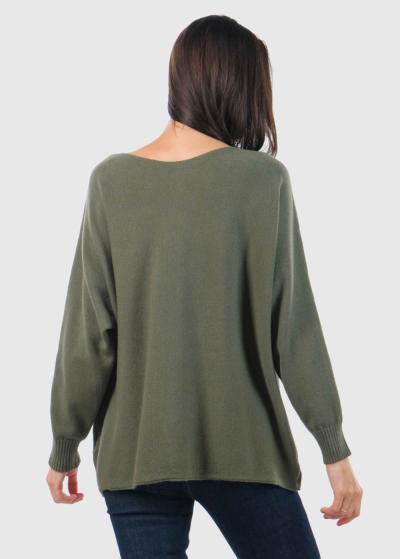 Lenuta haki sieviešu džemperis - back