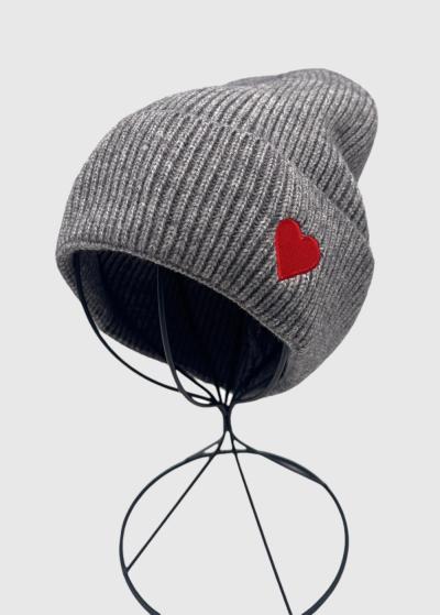Hope pelēka šalle un cepure ar sirsiņām - back