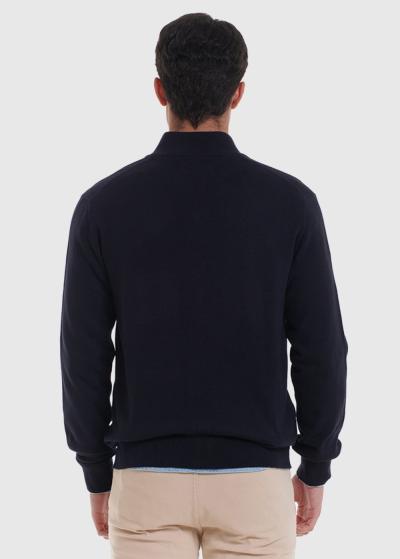 Lionel tumši zila vīriešu džemperis ar rāvējslēdzēju - back