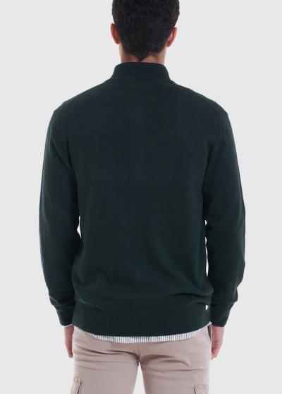 Lionel tumši zaļa vīriešu džemperis ar rāvējslēdzēju - back
