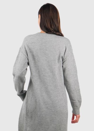 Leora pelēks gars džemperis ar šķēlumu - back