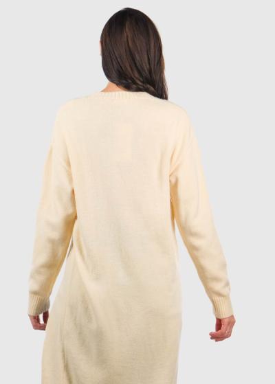 Leora bēšs gars džemperis ar šķēlumu - back