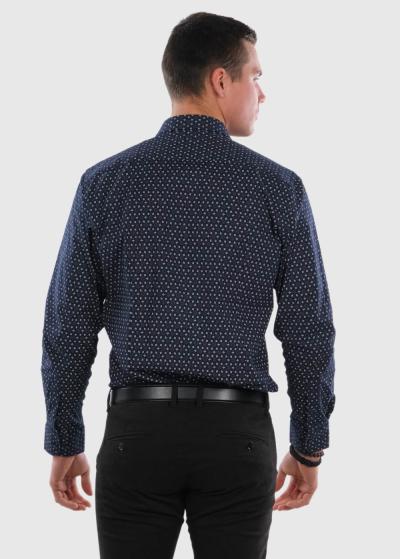 Tumši zils pieguļošais krekls ar rakstu - back