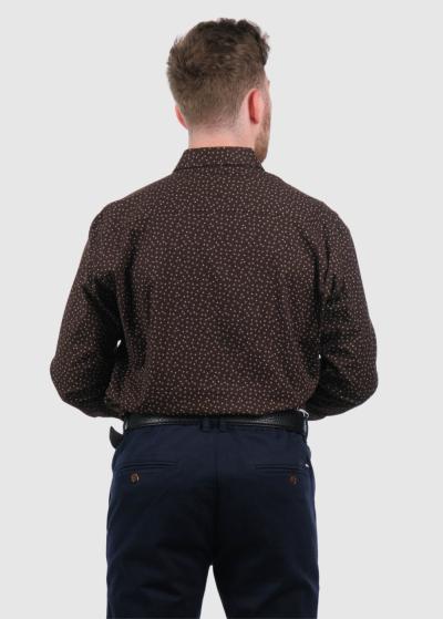 Tumši brūns klasiskais krekls ar rakstu - back