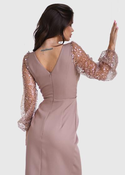 Zafina bēša vakarkleita ar šķēlumu - back