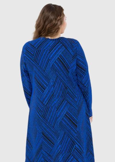 Zevide Lielo izmēru zila vakarkleita ar garām piedurknēm - back