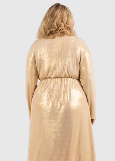 Zaira Lielo izmēru zelta vakarkleita - back
