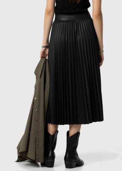 Melni plisēti svārki ar rāvējslēdzi sānā - back