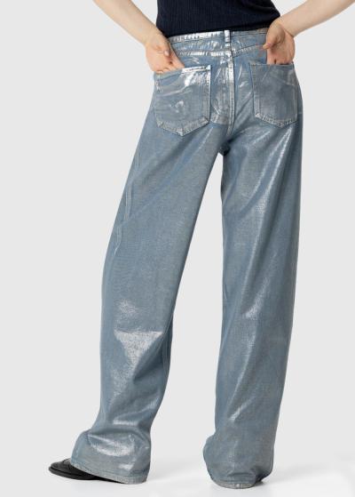 Gaiši zili sieviešu plati džinsi - back