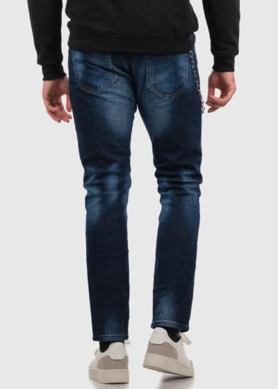 William tumši zili pieguloši džinsi ar nodilumiem - back