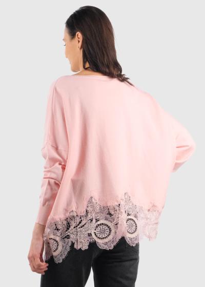 Catalina rozā džemperis ar meģīņu apdari  - back